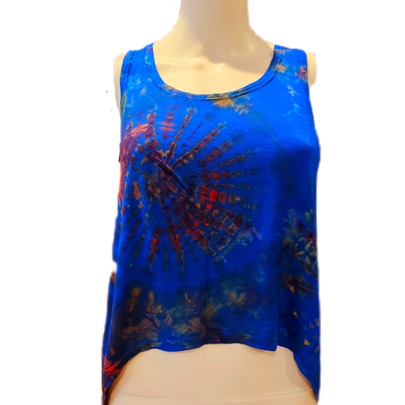 TIE DYE Stretchy Rayon Hi-Lo Crop Top *11 Colors Avail. OS NEW - Picture 3 of 10